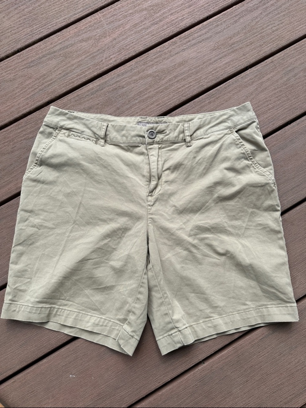 Garnet Hill Light Olive Bermuda Shorts